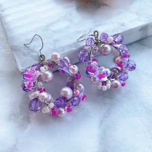 Purple handmade statement earrings